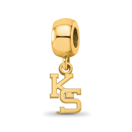 Sterling Silver Gold-plated LogoArt Kansas State University K-S Extra Small Dangle Bead Charm