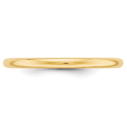14k Yellow Gold 2mm Half Round Wedding Band Size 8.5