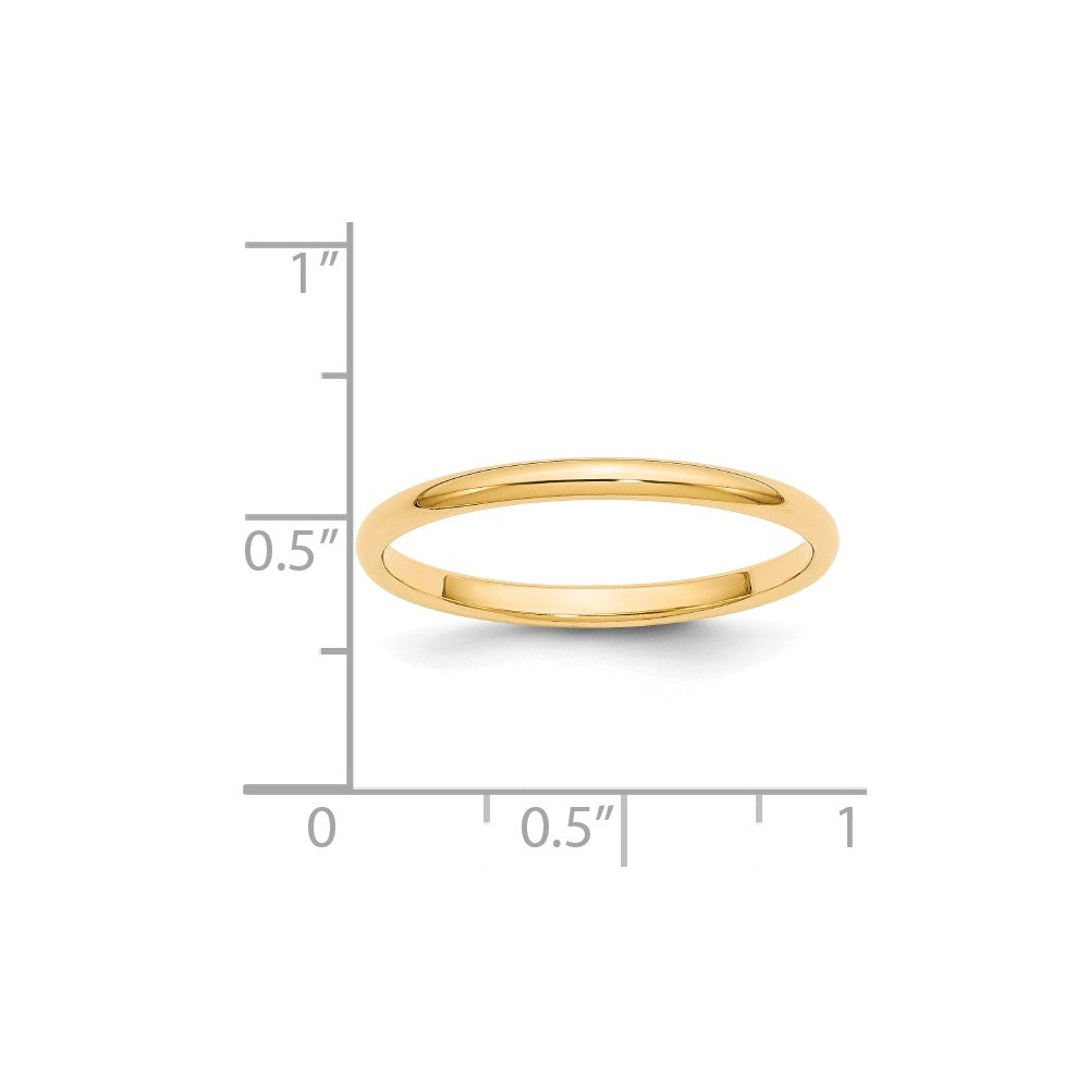 14k Yellow Gold 2mm Half-Round Wedding Band Size 5
