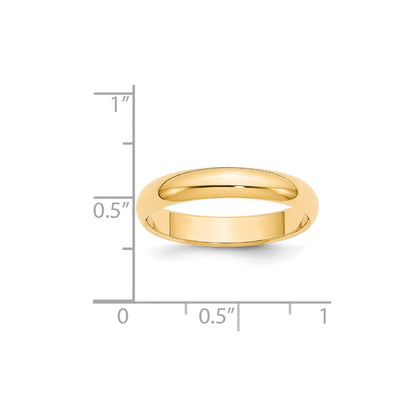 14k Yellow Gold 4mm Half-Round Wedding Band Size 7