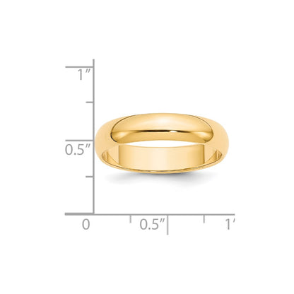 14k Yellow Gold 5mm Half-Round Wedding Band Size 11