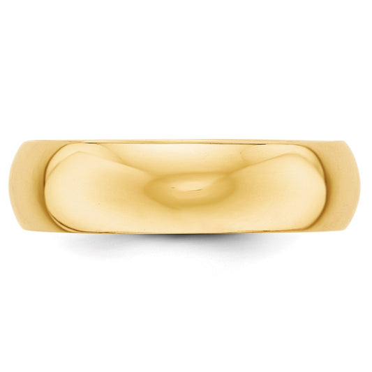 Sterling Silver Gold-plated 6mm Half-Round Size 10 Band