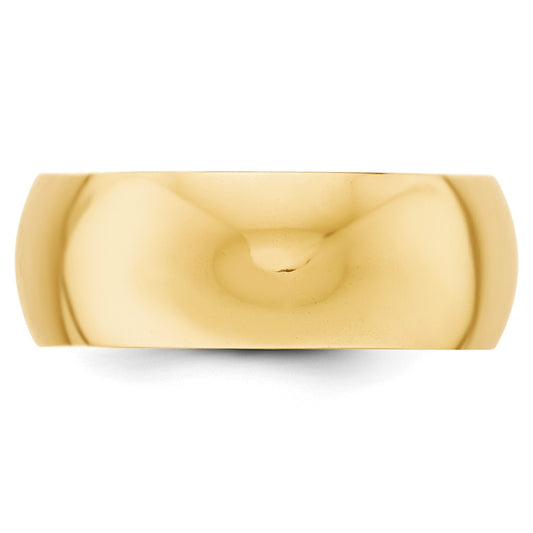 14k Yellow Gold 8mm Half-Round Wedding Band Size 7.5