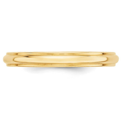 14k Yellow Gold 3mm Half Round with Edge Wedding Band Size 6