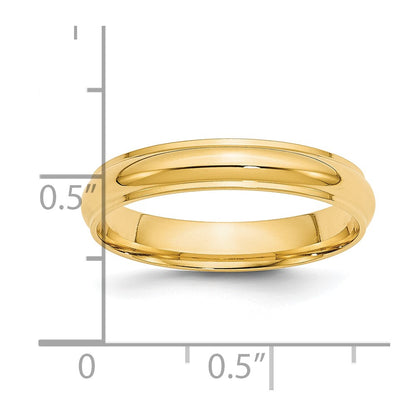 14k Yellow Gold 4mm Half Round with Edge Wedding Band Size 6.5