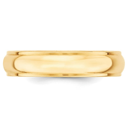 14k Yellow Gold 5mm Half Round with Edge Wedding Band Size 13.5