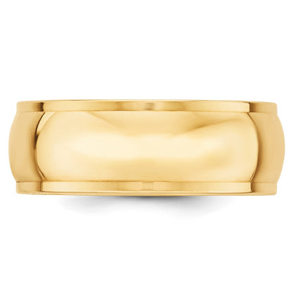 14k Yellow Gold 8mm Half Round with Edge Wedding Band Size 10