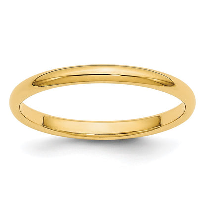14k Yellow Gold 2mm Lightweight Half Round Wedding Band Size 5.5