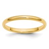 14k Yellow Gold 2mm Lightweight Half Round Wedding Band Size 11