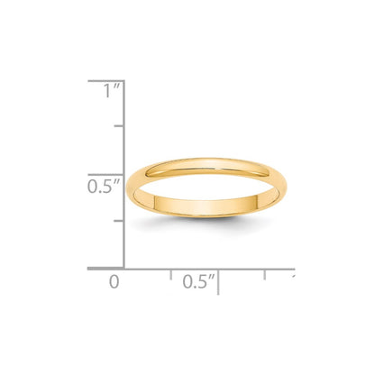 14k Yellow Gold 2.5mm Lightweight Half Round Wedding Band Size 5.5