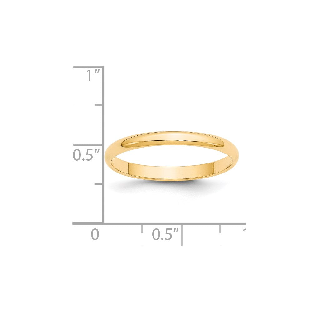 14k Yellow Gold 2.5mm Lightweight Half Round Wedding Band Size 4