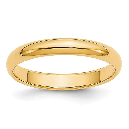 14k Yellow Gold 3mm Lightweight Half Round Wedding Band Size 12