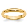 14k Yellow Gold 3mm Lightweight Half Round Wedding Band Size 13