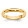 14k Yellow Gold 3mm Lightweight Half Round Wedding Band Size 9.5