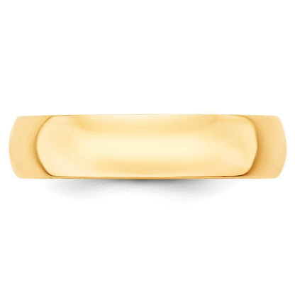 14k Yellow Gold 5mm Lightweight Half Round Wedding Band Size 7