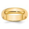 14k Yellow Gold 5mm Lightweight Half Round Wedding Band Size 6
