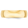 14k Yellow Gold 6mm Lightweight Half Round Wedding Band Size 7.5