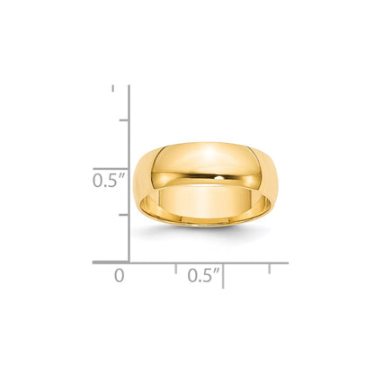 14k Yellow Gold 6mm Lightweight Half Round Wedding Band Size 4