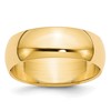 14k Yellow Gold 6mm Lightweight Half Round Wedding Band Size 7