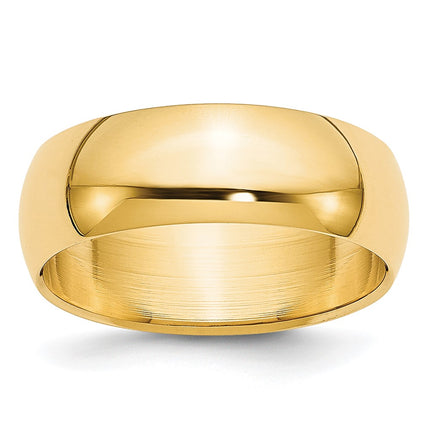 14k Yellow Gold 6mm Lightweight Half Round Wedding Band Size 8.5