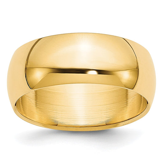 14k Yellow Gold 7mm Lightweight Half Round Wedding Band Size 14