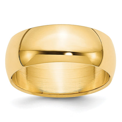 14k Yellow Gold 7mm Lightweight Half Round Wedding Band Size 6.5