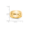 14k Yellow Gold 8mm Lightweight Half Round Wedding Band Size 6