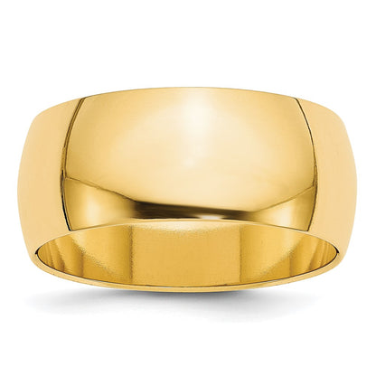 14k Yellow Gold 8mm Lightweight Half Round Wedding Band Size 4.5