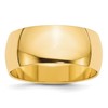 14k Yellow Gold 8mm Lightweight Half Round Wedding Band Size 5
