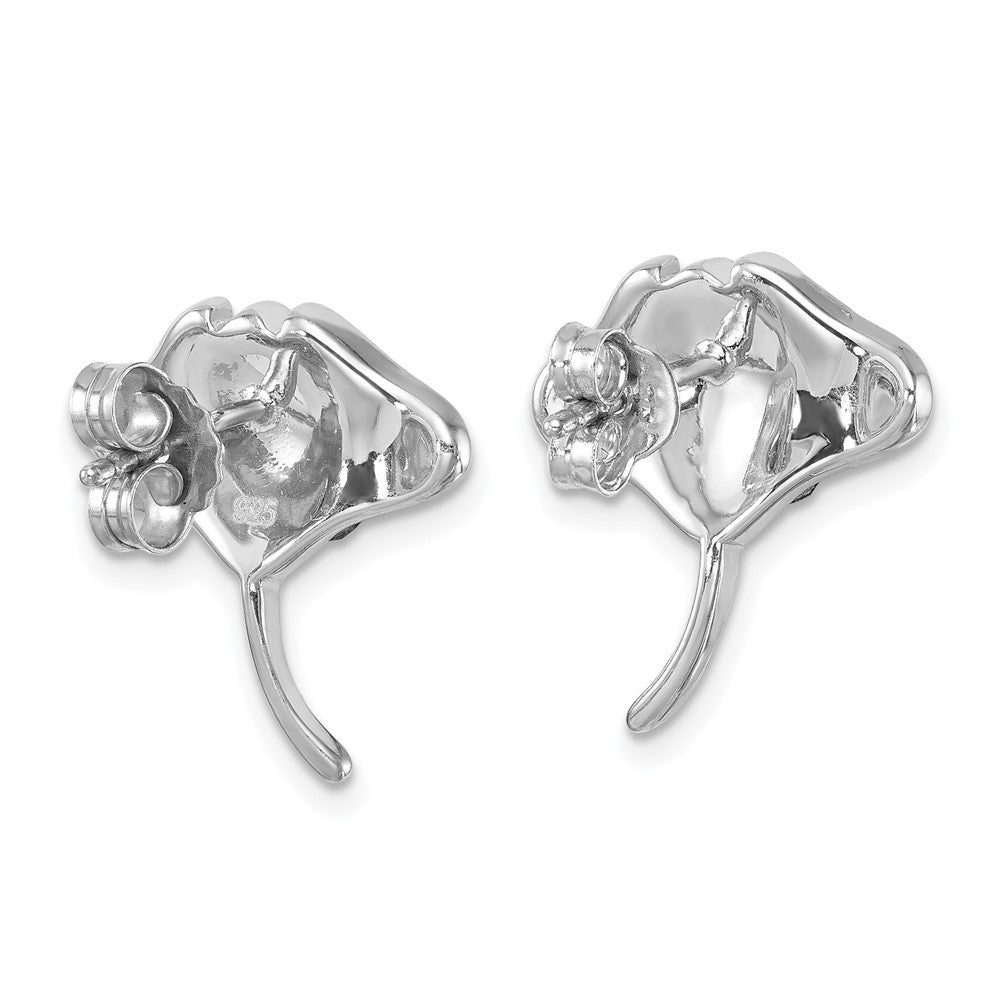 Sterling Silver Rhodium-plated Polished Blue Crystal Sting Ray Post Earring