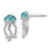 Sterling Silver Rhodium-plated Polished Blue and White Crystal Jellyfish Post Earrings