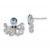 Sterling Silver Rhodium-plated Polished Blue and White Crystal Octopus Post Earrings