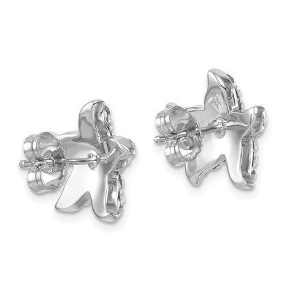 Sterling Silver Rhodium-plated Polished White Crystal Starfish Post Earrings