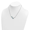 Sterling Silver Rhodium-Plated Polished Blue Crystal Fashion Wave 16.5 inch with a 1 inch extention Necklace