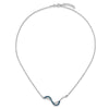 Sterling Silver Rhodium-Plated Polished Blue Crystal Fashion Wave 16.5 inch with a 1 inch extention Necklace