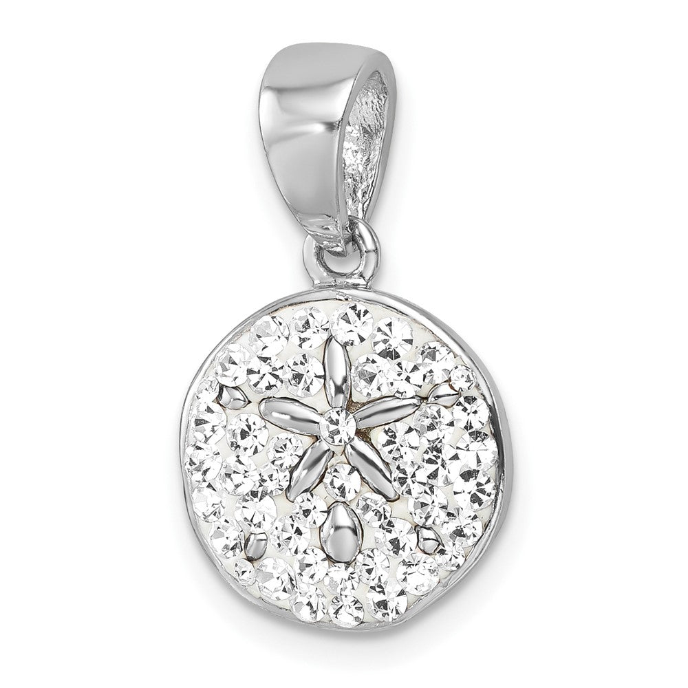 Sterling Silver Rhodium-Plated Polished Crystal Sand Dollar Pendant