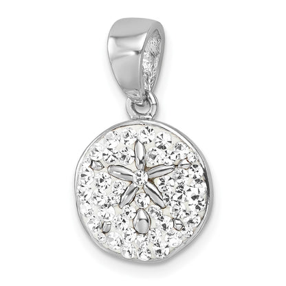 Sterling Silver Rhodium-Plated Polished Crystal Sand Dollar Pendant