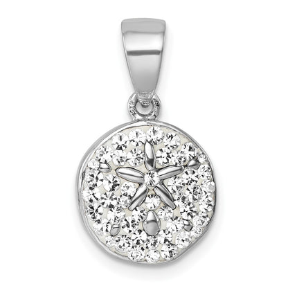 Sterling Silver Rhodium-Plated Polished Crystal Sand Dollar Pendant