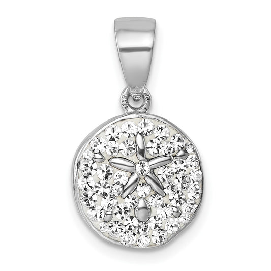 Sterling Silver Rhodium-Plated Polished Crystal Sand Dollar Pendant