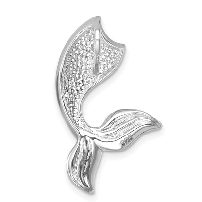 Sterling Silver Rhodium-Plated Polished Crystal Mermaid Tail Chain Slide