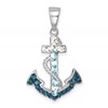 Sterling Silver Rhodium-Plated Polished Crystal Anchor Pendant