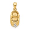 14k 3-D April/Clear Synthetic Stone Engravable Baby Shoe Charm