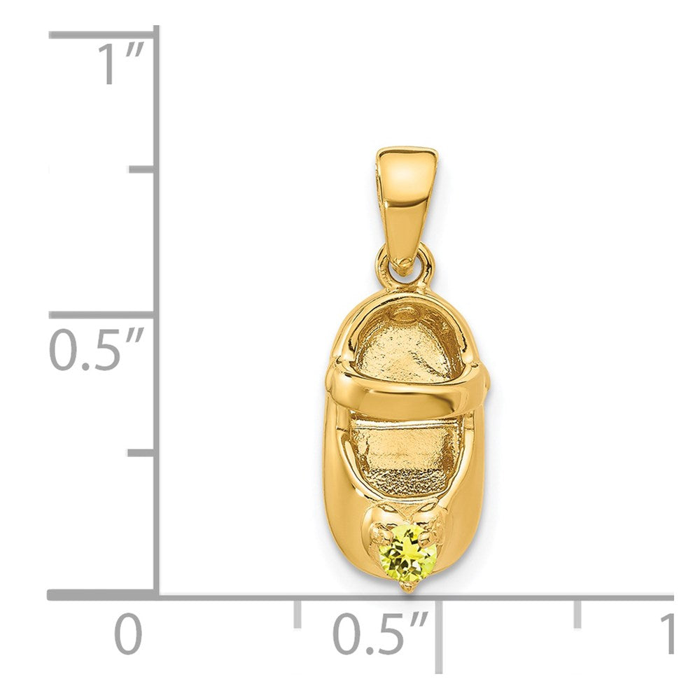 14k 3-D November/Yellow Synthetic Stone Engravable Baby Shoe Charm