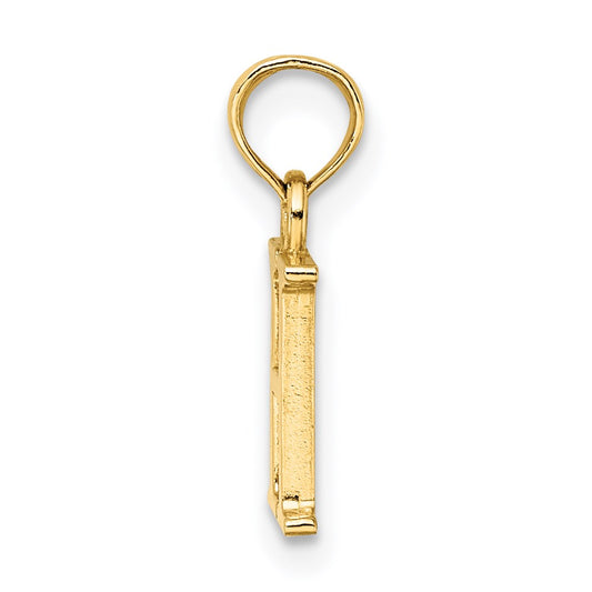 14K Polished Block Letter H Initial Pendant