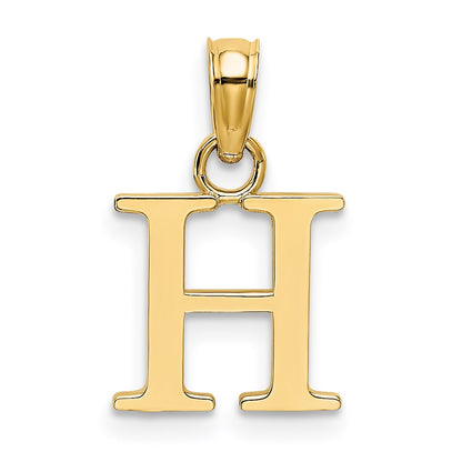 14K Polished Block Letter H Initial Pendant