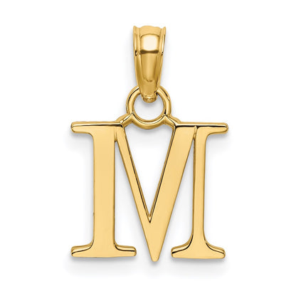 14K Polished Block Letter M Initial Pendant