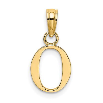 14K Polished Block Letter O Initial Pendant