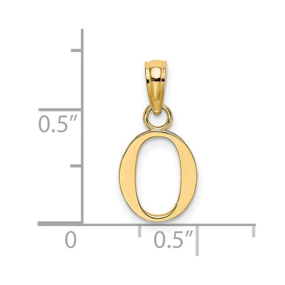 14K Polished Block Letter O Initial Pendant