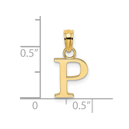 14K Polished Block Letter P Initial Pendant