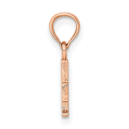 14K Rose Gold Polished Block Letter F Initial Pendant